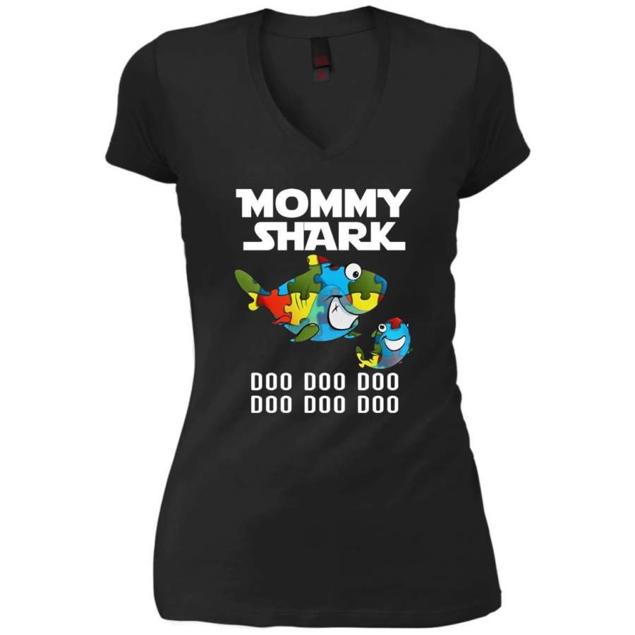 AGR Mommy Shark Autism Doo Doo Doo Shirt V-Neck