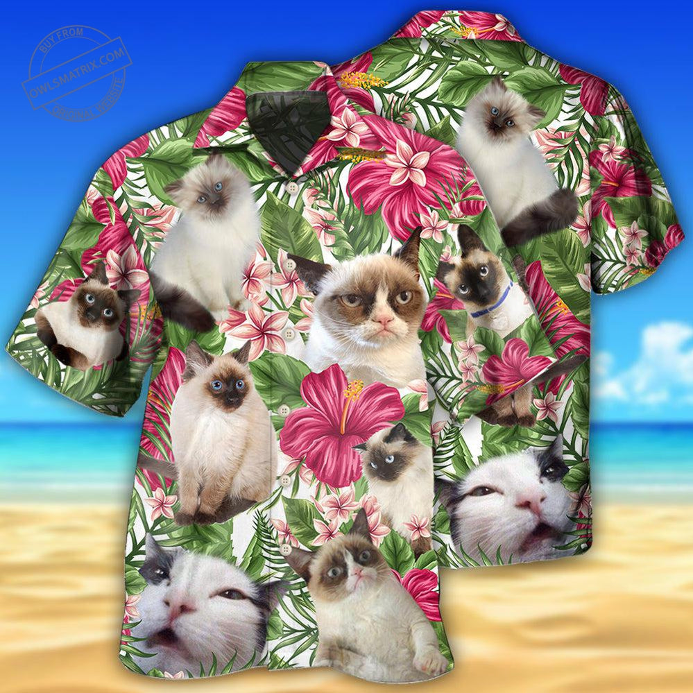 Siamese Cat Tropical Floral Hawaii Shirt Ha30710