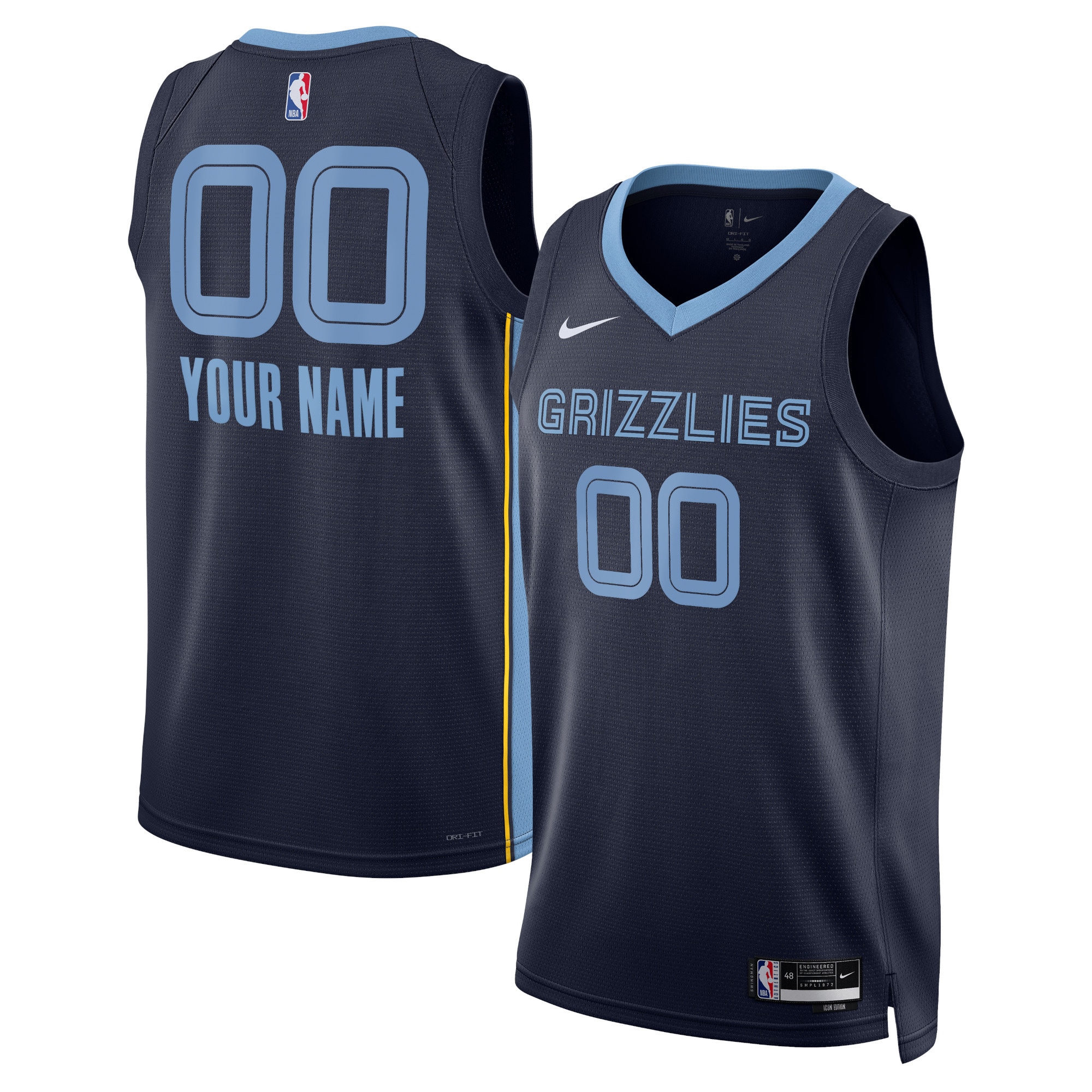 Memphis Grizzlies Unisex Swingman Custom Jersey Navy – Icon Edition