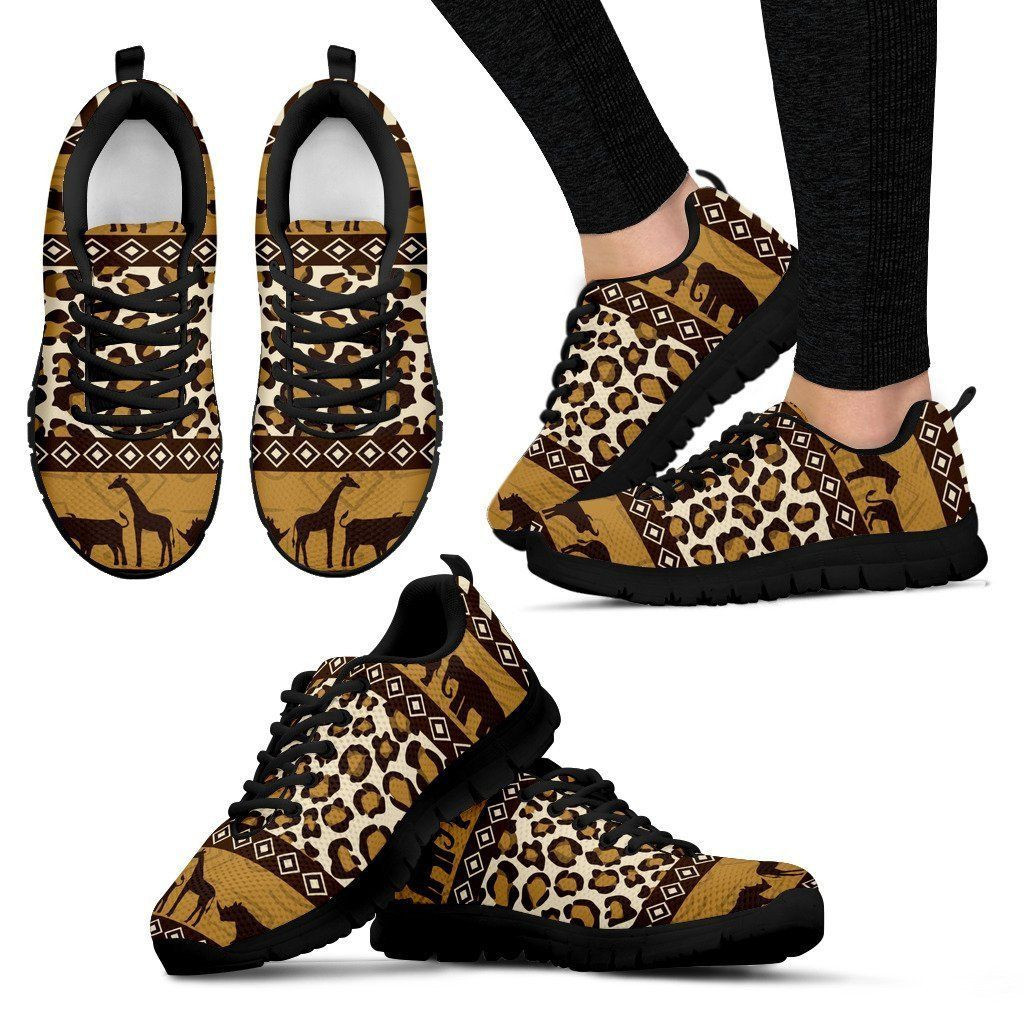 Giraffe Elephant Rhino Leopard Skin Print Sneakers Shoes