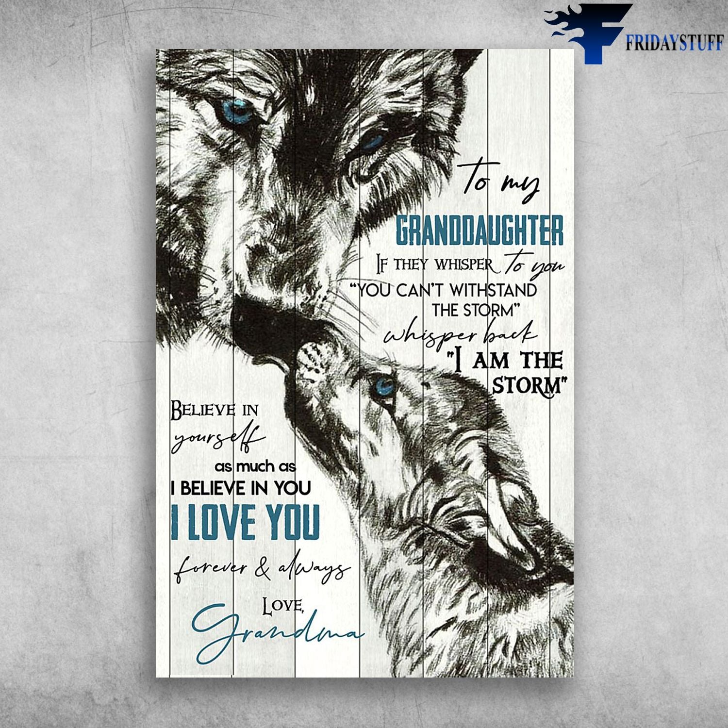 Mama Wolf And Baby Wolf To My Granddaughter Believe In Yourself As Much As I Believe In You Canvas Christmas Gift Ideas