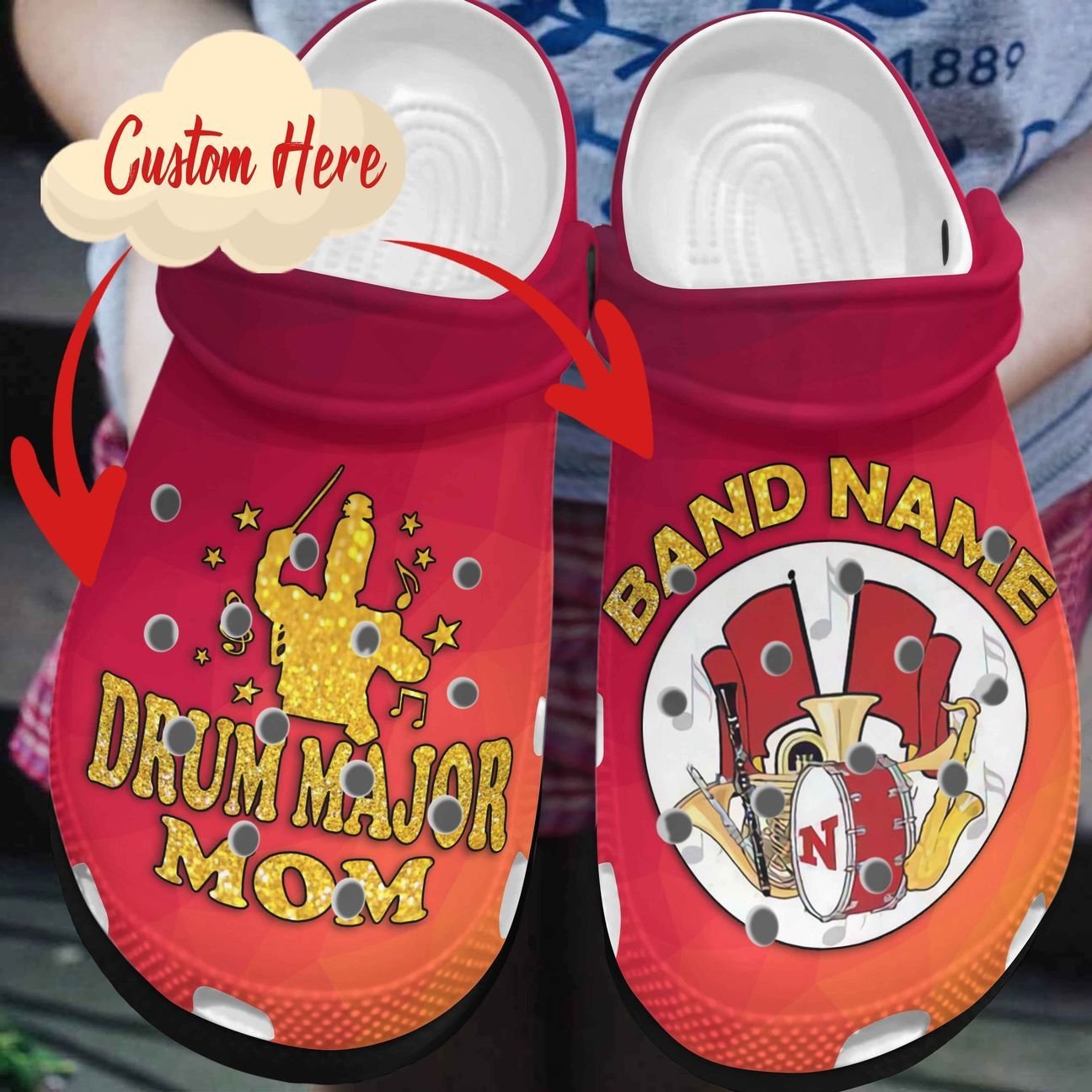 Marching Band Personalized Clog, Custom Name, Text, Color, Number Fashion Style For Women, Men, Kid, Print 3D Band