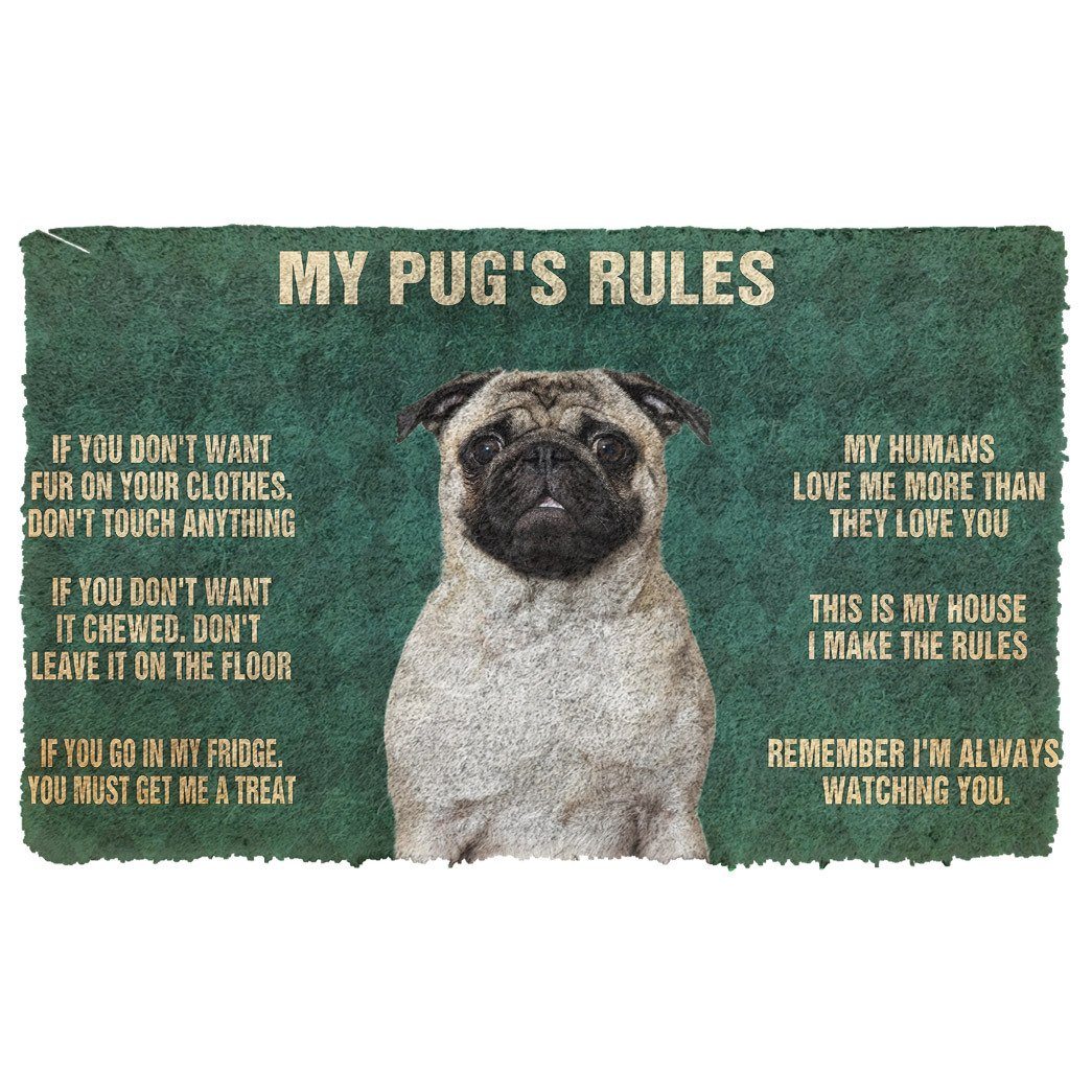 Gearhumans  Gearhuman 3D Pug’s Rules Doormat