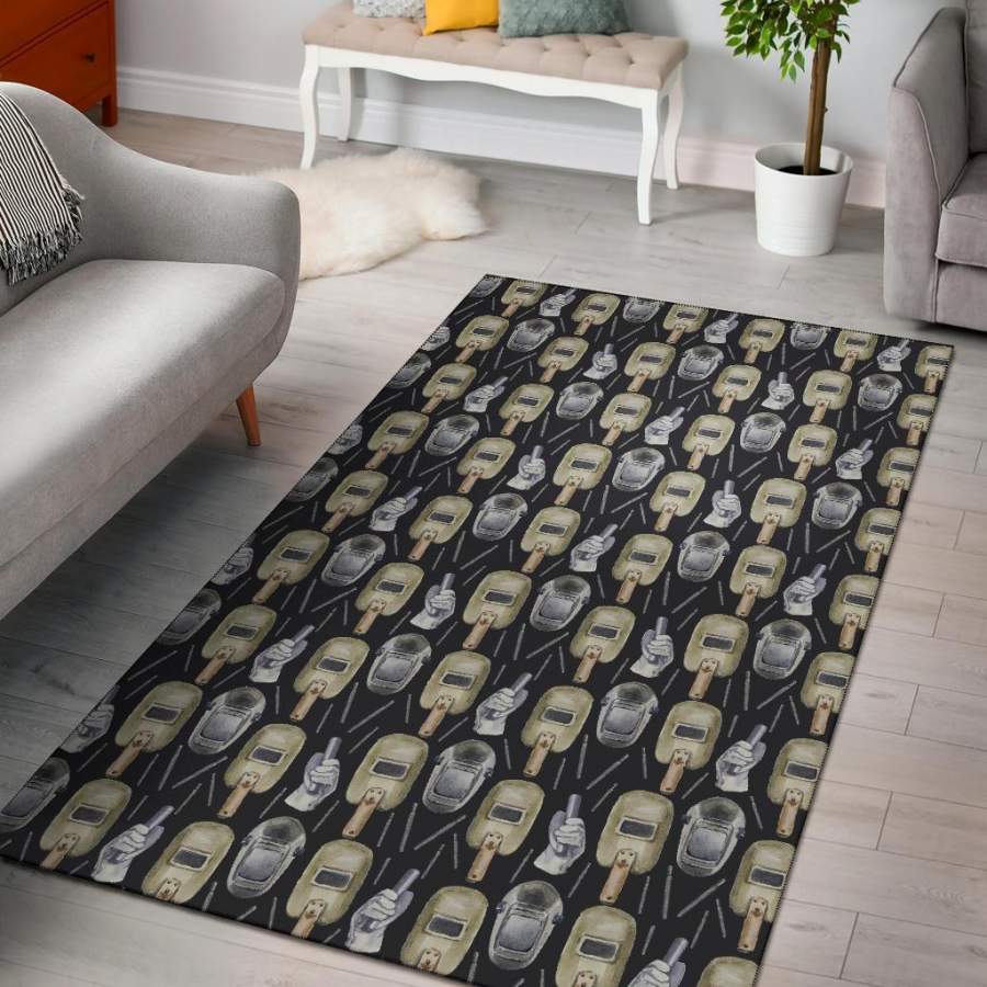 Welder Mask Print Pattern Area Rug