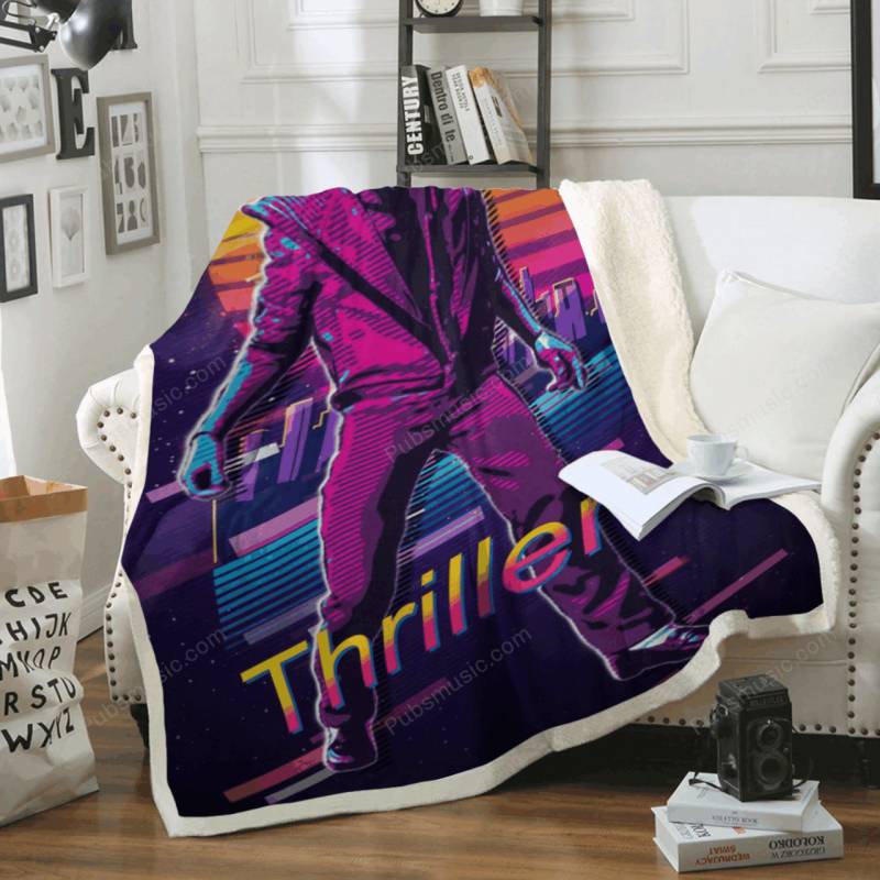 Thriller Michael Jackson – Artwork Music Synthwave 80S Art For Fans Sherpa Fleece Blanket