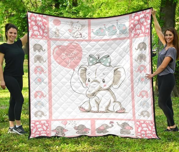 Pink Baby Elephant DHC15100276MDQ Quilt Blanket