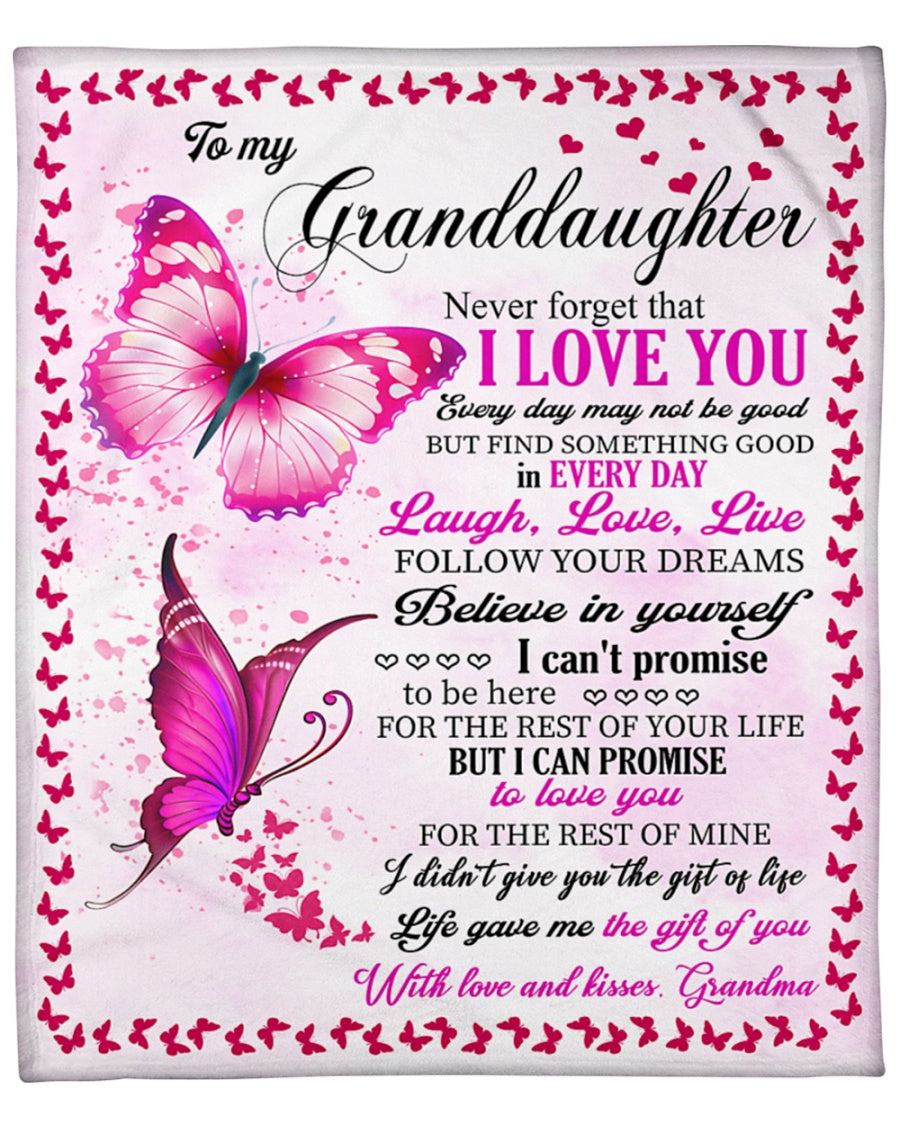 To My Granddaughter Life Gave Me The Gift Of You Butterflies Blanket Gift For Granddaughter From Grandma Birthday Gift Home Decor Bedding Couch Sofa Soft And Comfy Cozy