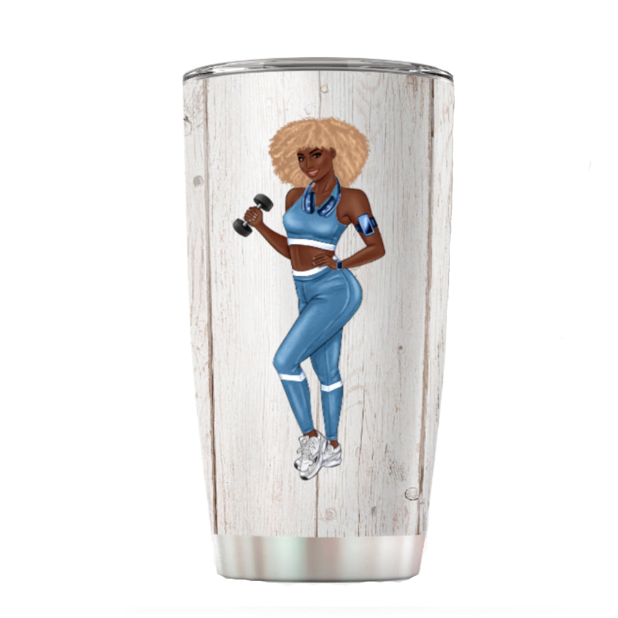 Finess Girl Just A Black Girl With Goals Stainless Steel Skinny Tumbler Bulk, Double Wall Vacuum Slim Water Tumbler Cup With Lid, Reusable Metal Travel Coffee Mug