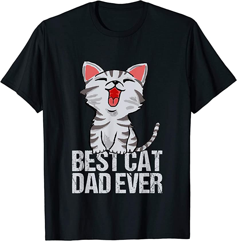 Cat Lover Funny Gifts – Vintage Best Cat Dad Ever Bump Fit T-Shirt