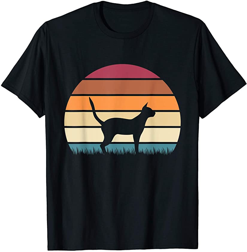 Retro Vintage Sunset Kitten Feline Pet Abyssinian Cat T-Shirt