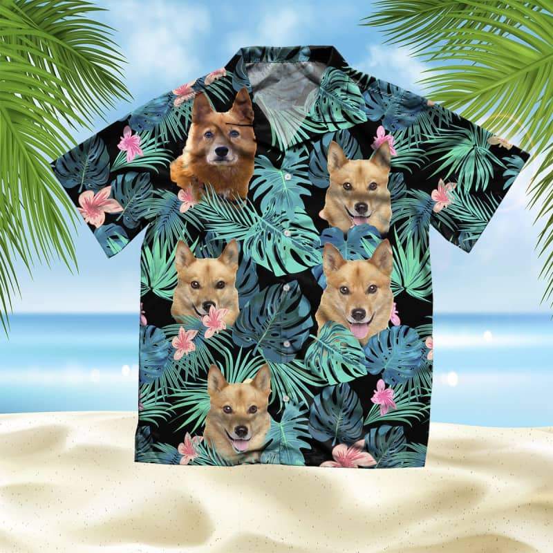 Aidi Hawaii Dog Summer Leaves Hawaii Unisex Print Aloha Short Sleeve Casual Shirt Ha40467