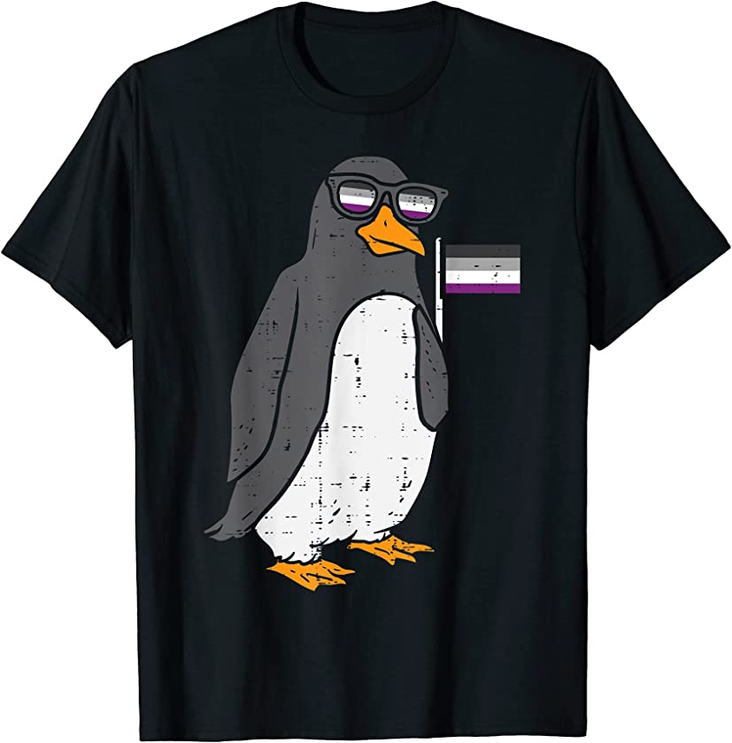 Penguin Animal LGBTQ Asexual Flag Ace Pride Ally Men Women T-Shirt