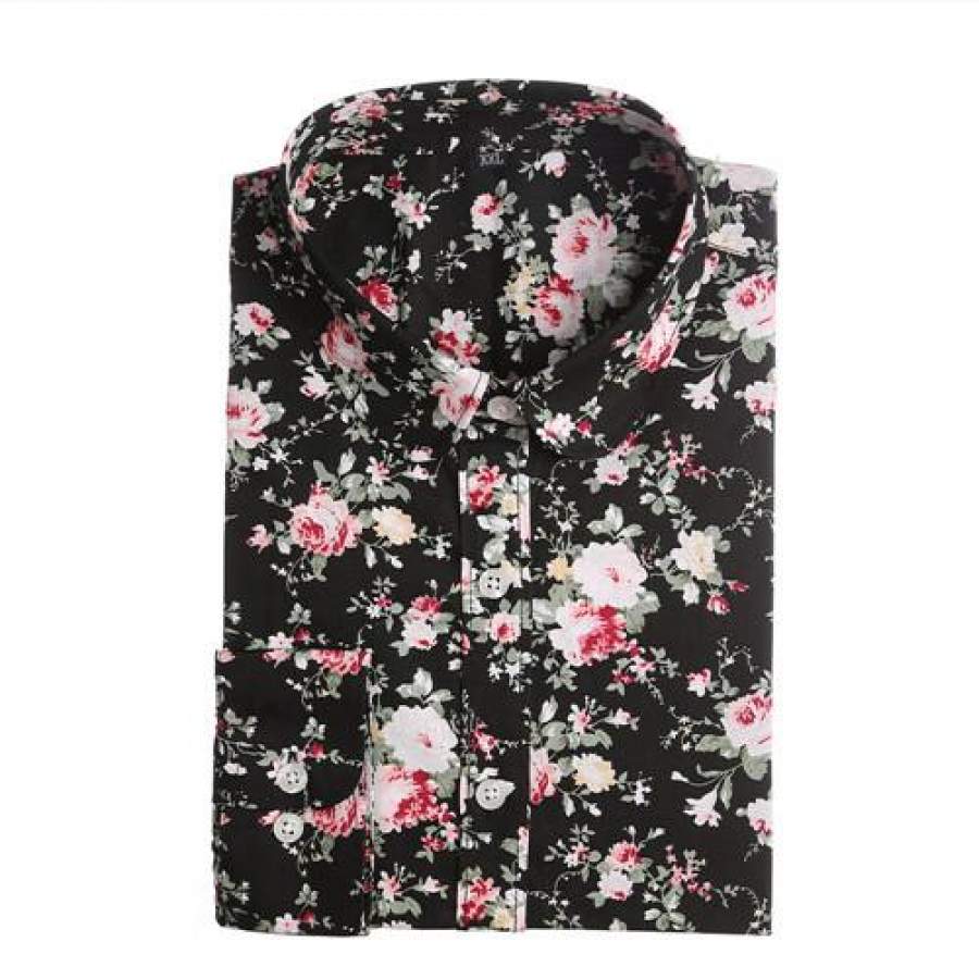 Dioufond Women Floral Shirt Cotton Long Sleeve Shirt Women Vintage Print Shirt Casual Ladies Blouse Plus Size 5XL Women Tops