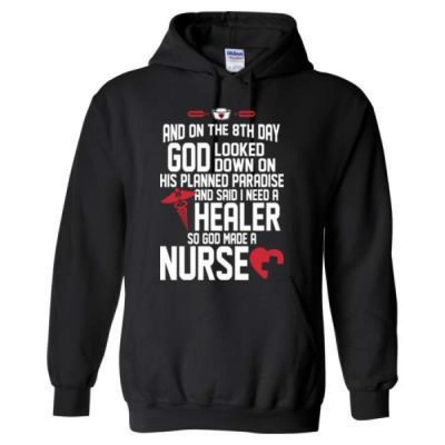 AGR And On The 8th Day God Looked Down On His Planned Paradise And Said I Need A Healer So God Made A Nurse – Heavy Blend™ Hooded Sweatshirt