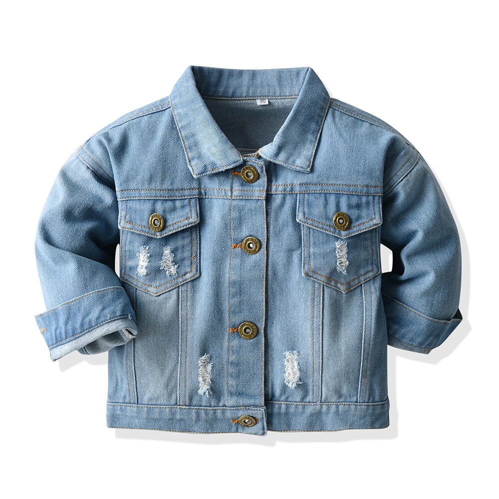 top and top Fall Winter Children Girls Boys Tops Clothes Denim Hole Long Sleeves Tops Little Child Outfits Kids Warm Coat alx