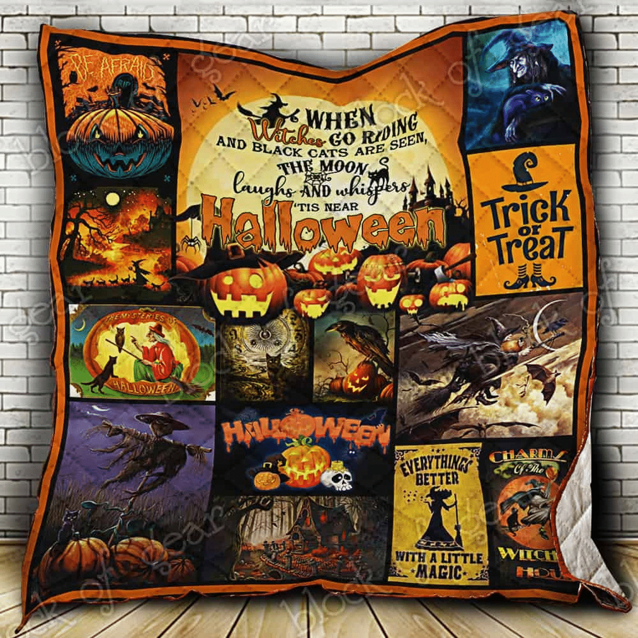 Halloween Quilt Blanket, Witch Quilt Blanket