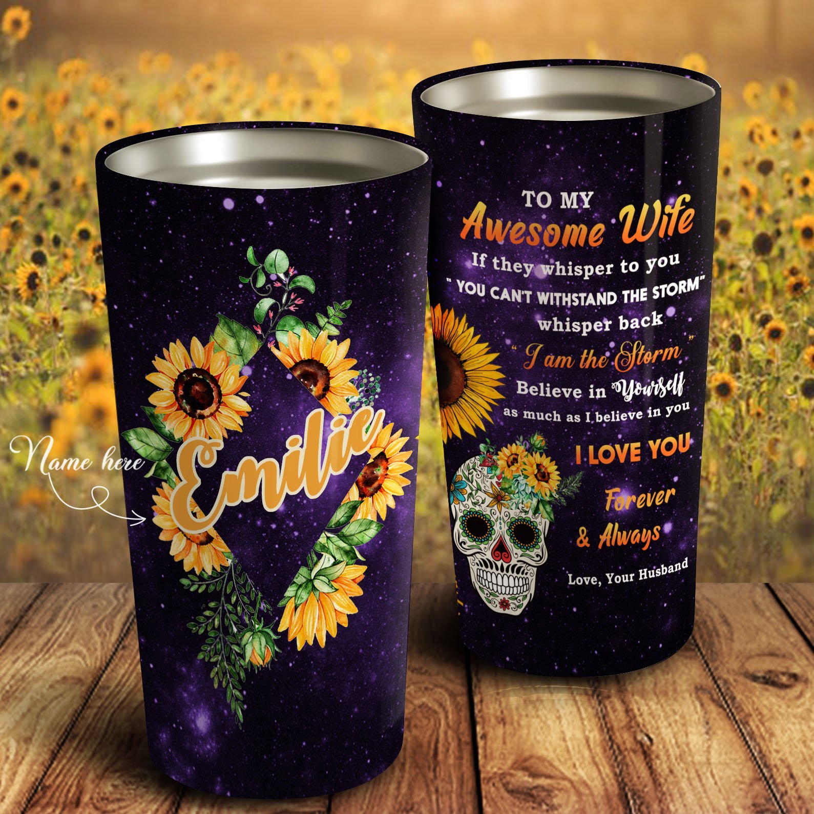 To My Awesome Wife Gift For Wife – Flower Galaxy Personalized Tumbler