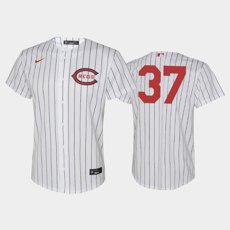 Youth 2022-23 Field of Dreams 37 Tyler Stephenson Cincinnati Reds White Jersey