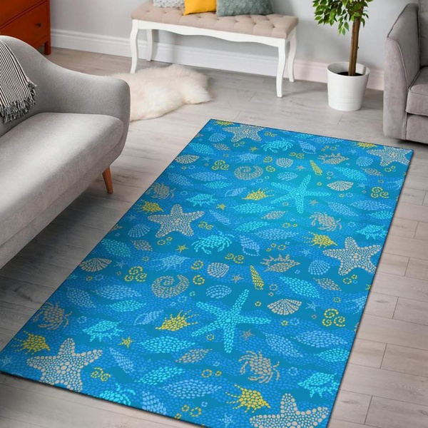 Starfish Ocean Print Pattern Area Rug