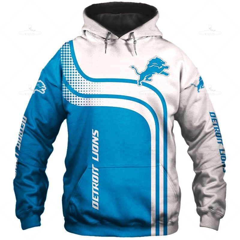 Detroit Lions Zipper Hoodie 3D One Way Sweatshirt