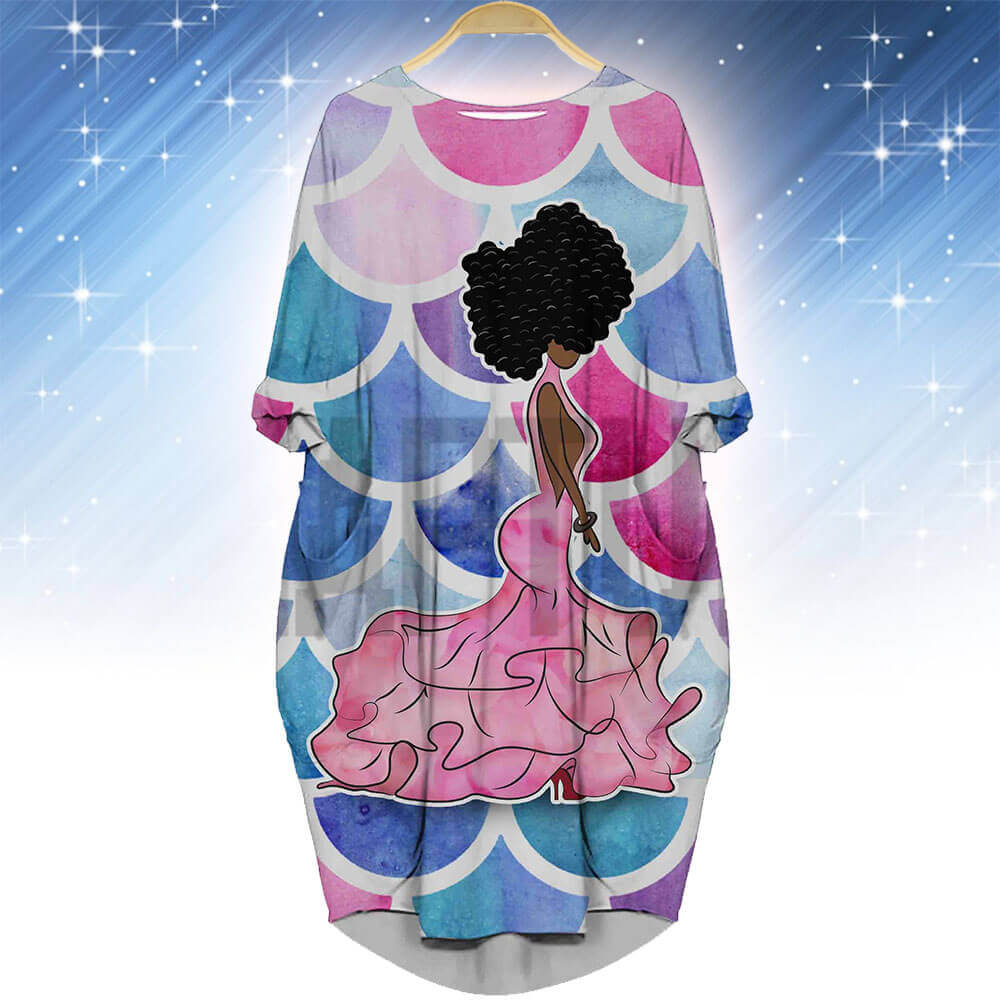 African American Dresses Cute Afro Girl Long Sleeve Pocket Dress African Print Dresses Styles WBG30177