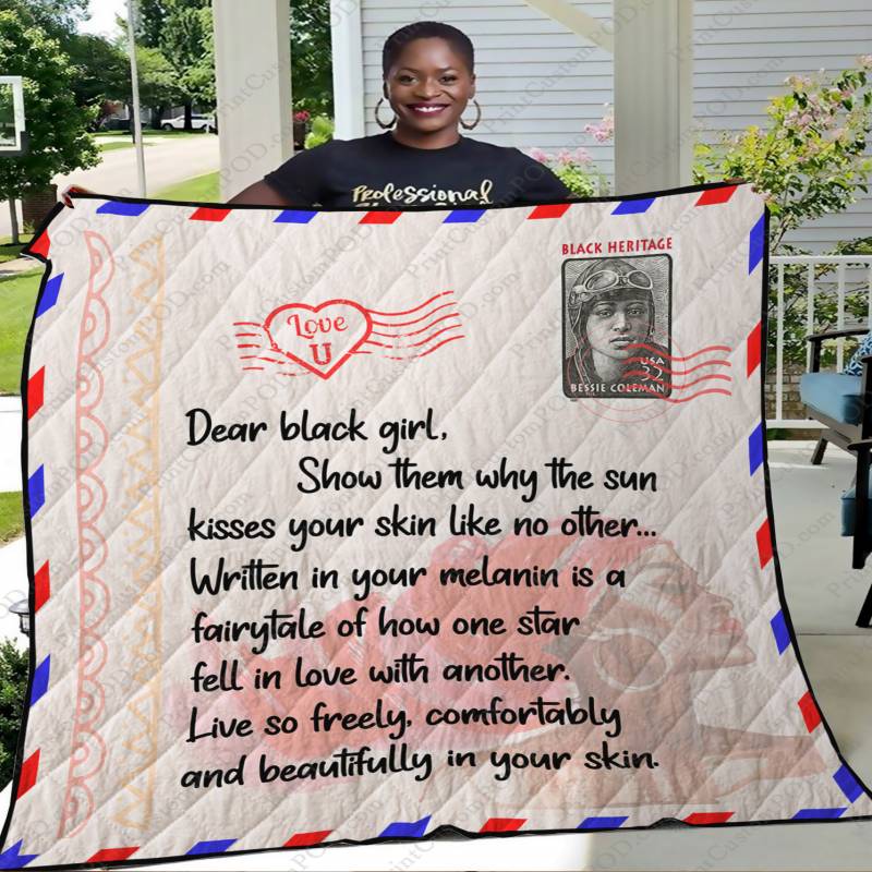 [TA] – Black Girl Letter Quilt Blanket