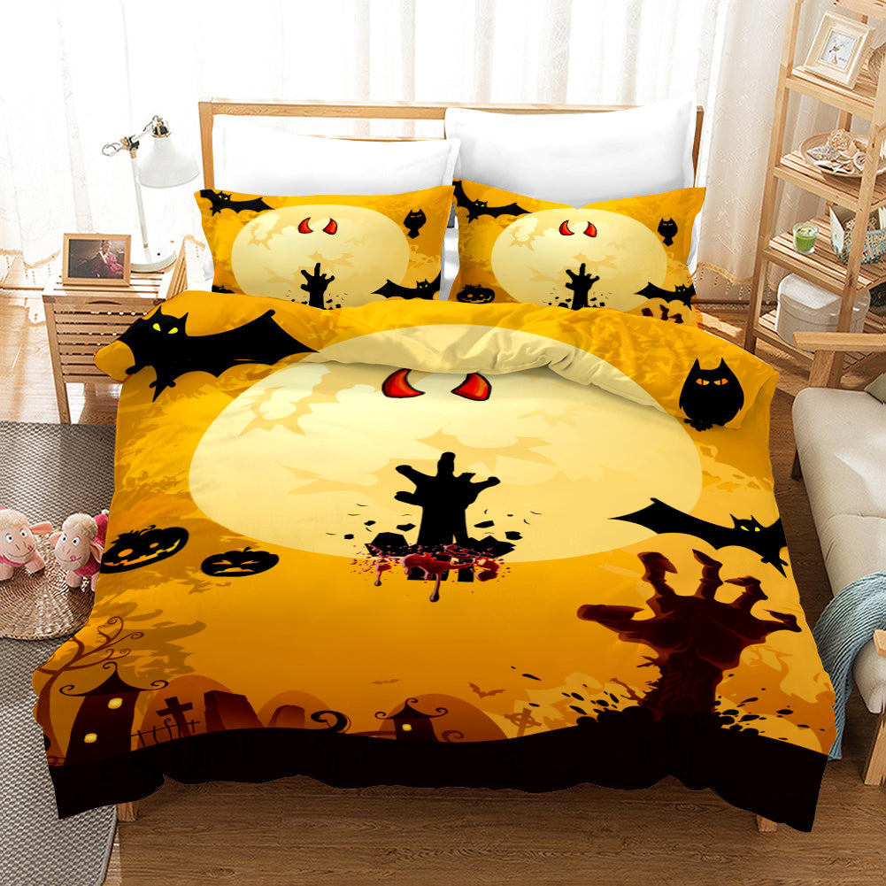 3D Halloween Pumpkin Demon Ghost Quilt Cover Set Bedding Set Duvet Cover Pillowcases Wj 4542