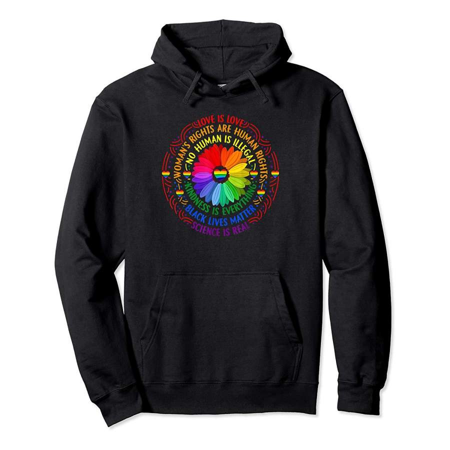 Rainbow Black Lives Matter Science LGBT Pride Flower Hoodie Premium Tee