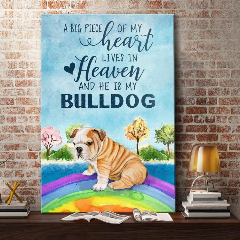 Bulldog Memorial Canvas And Poster Bulldog Lives In Heaven | Art Print | Home Decor | Room Decor | Wall Art