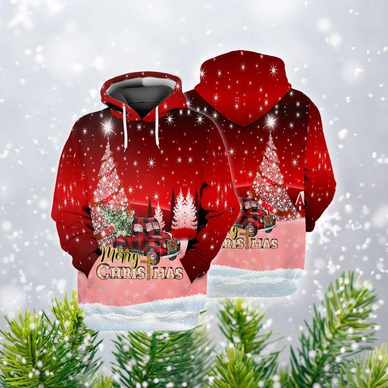 Red Shirt Decorated Merry Christmas Pattern 3D Hoodie