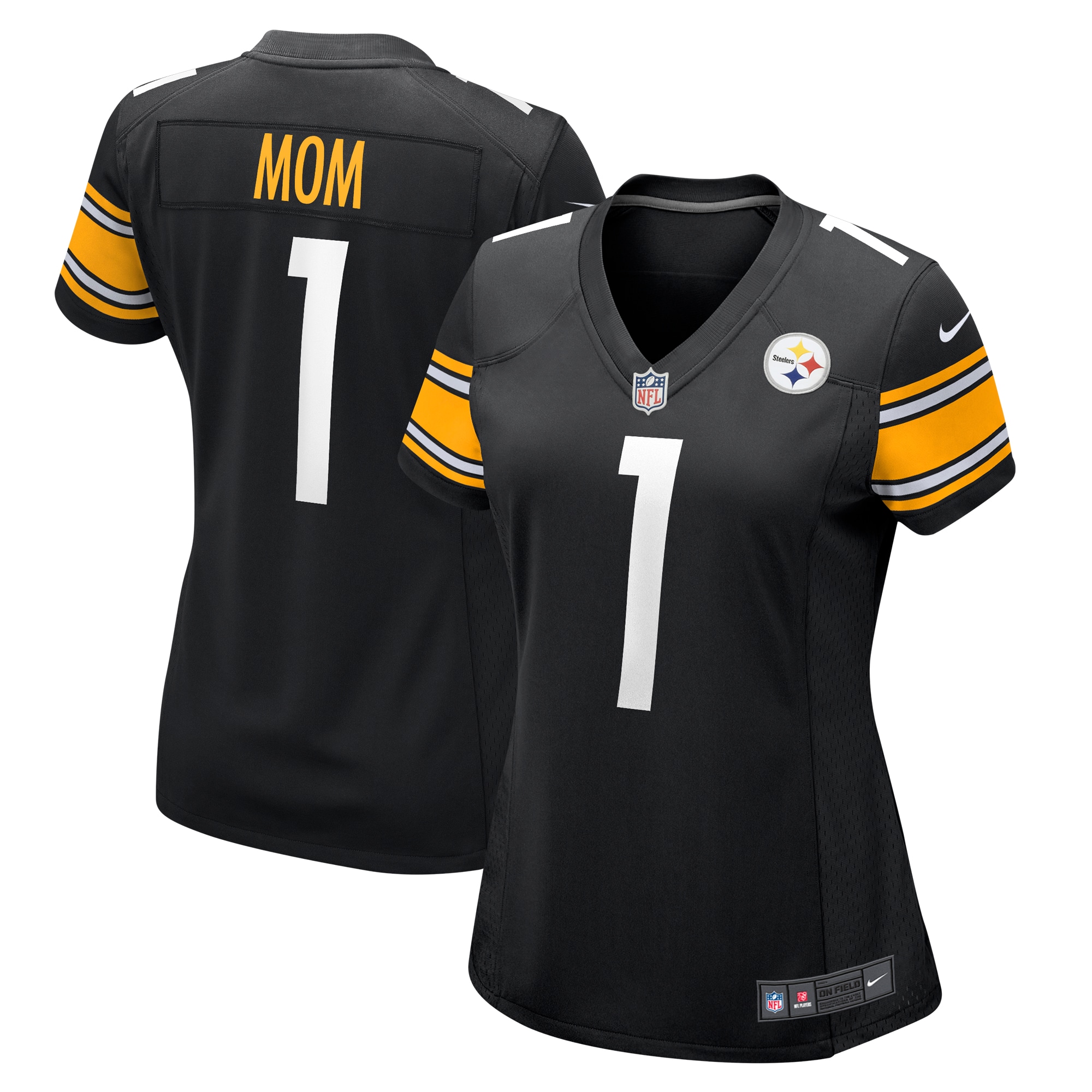 Women’s Pittsburgh Steelers Number 1 Mom Black Game Jersey