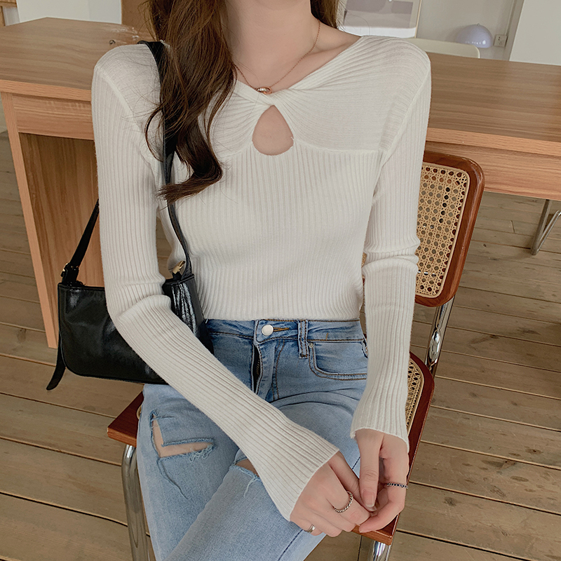 2020 Women Pullovers Sweater Knitted Elasticity Casual Cross Jumper Slim Warm Female Autumn Winter Hollow Out Korean Tops Blue alx