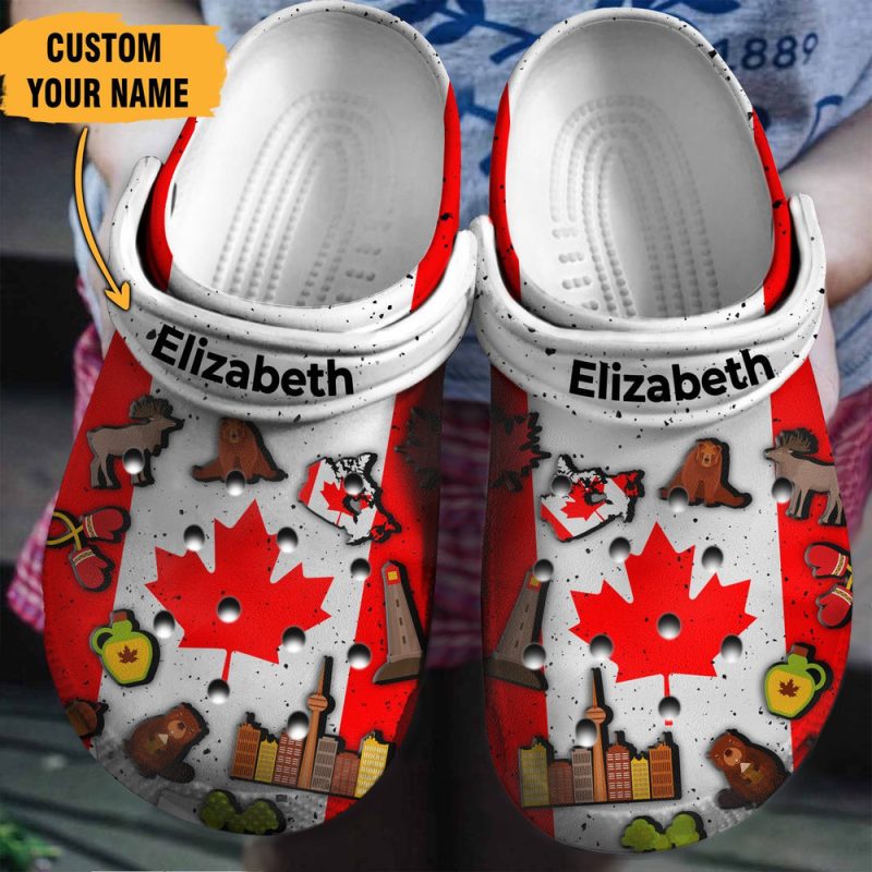 Canadian Flag Symbols Gift For Fan Classic Water Rubber clog Shoes Comfy Footwear