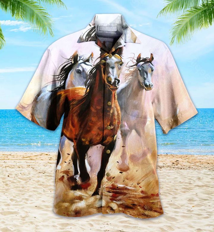 Three Horse Running Brown Hawaii Shirt Ha89367