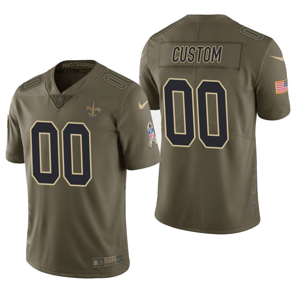 New Orleans Saints Custom Salute To Service Limited Olive Mens Jersey