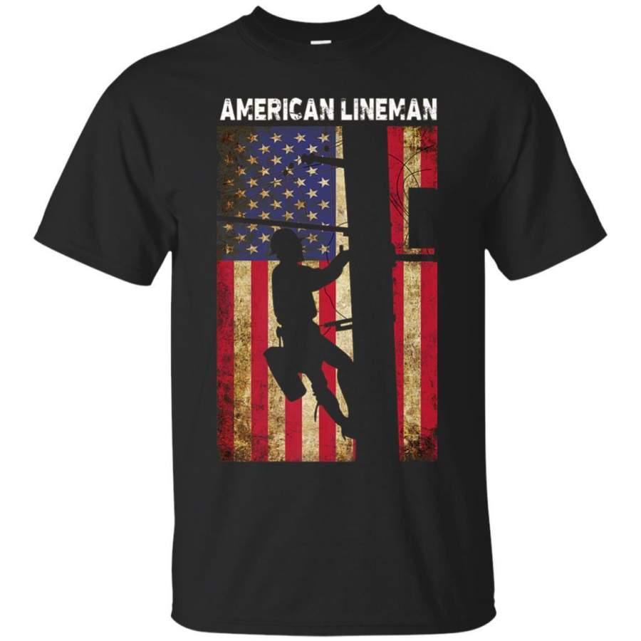 AGR American Lineman Flag Shirt  Electric Cable Lineman Gift Jaq T-shirt