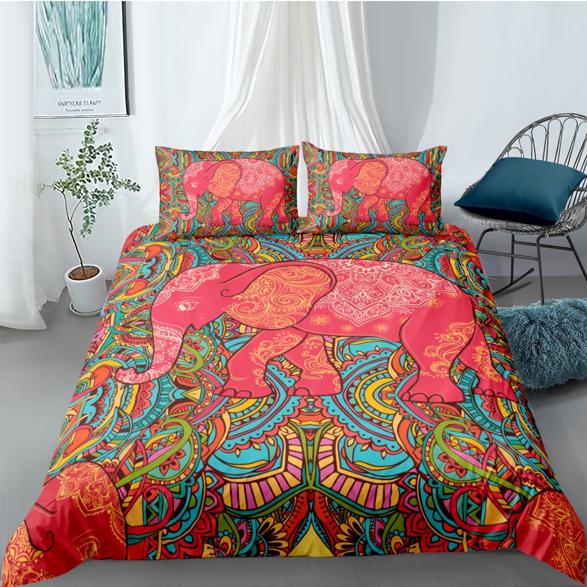 Of 3D Elephant Bedding Sets King Luxury Bohemian Print Duvet Cover And Pillowcase Bed Set Bedlinen