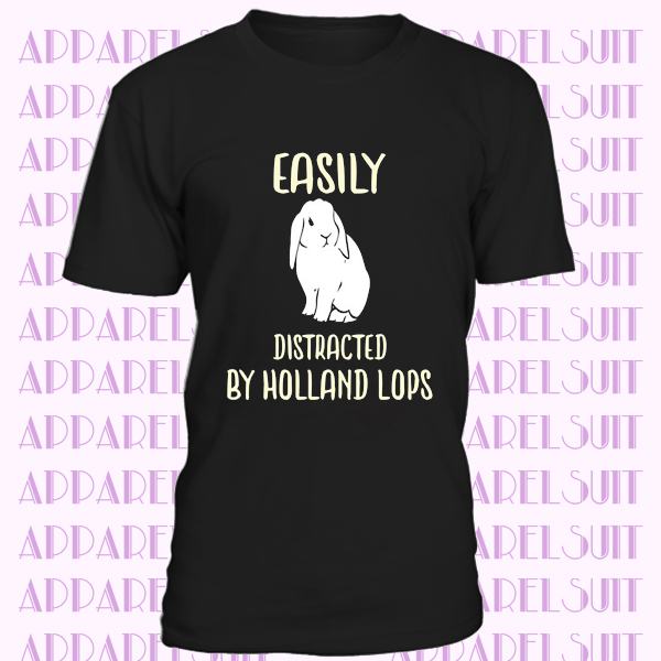 Distracted By Holland Lop Short-Sleeve T-Shirt – Funny Holland Lop Rabbit Shirt – Holland Lop Gift for Holland Lop Lover