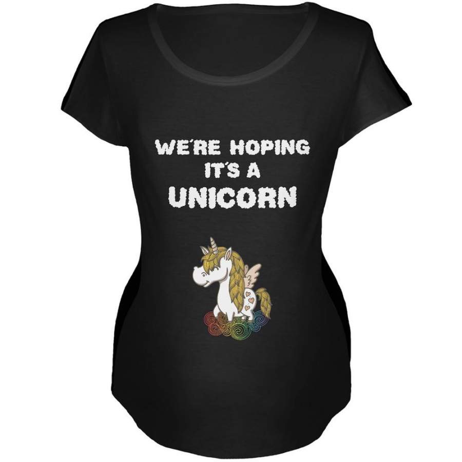 We’re Hoping It’s a Unicorn Black Maternity Soft T-Shirt