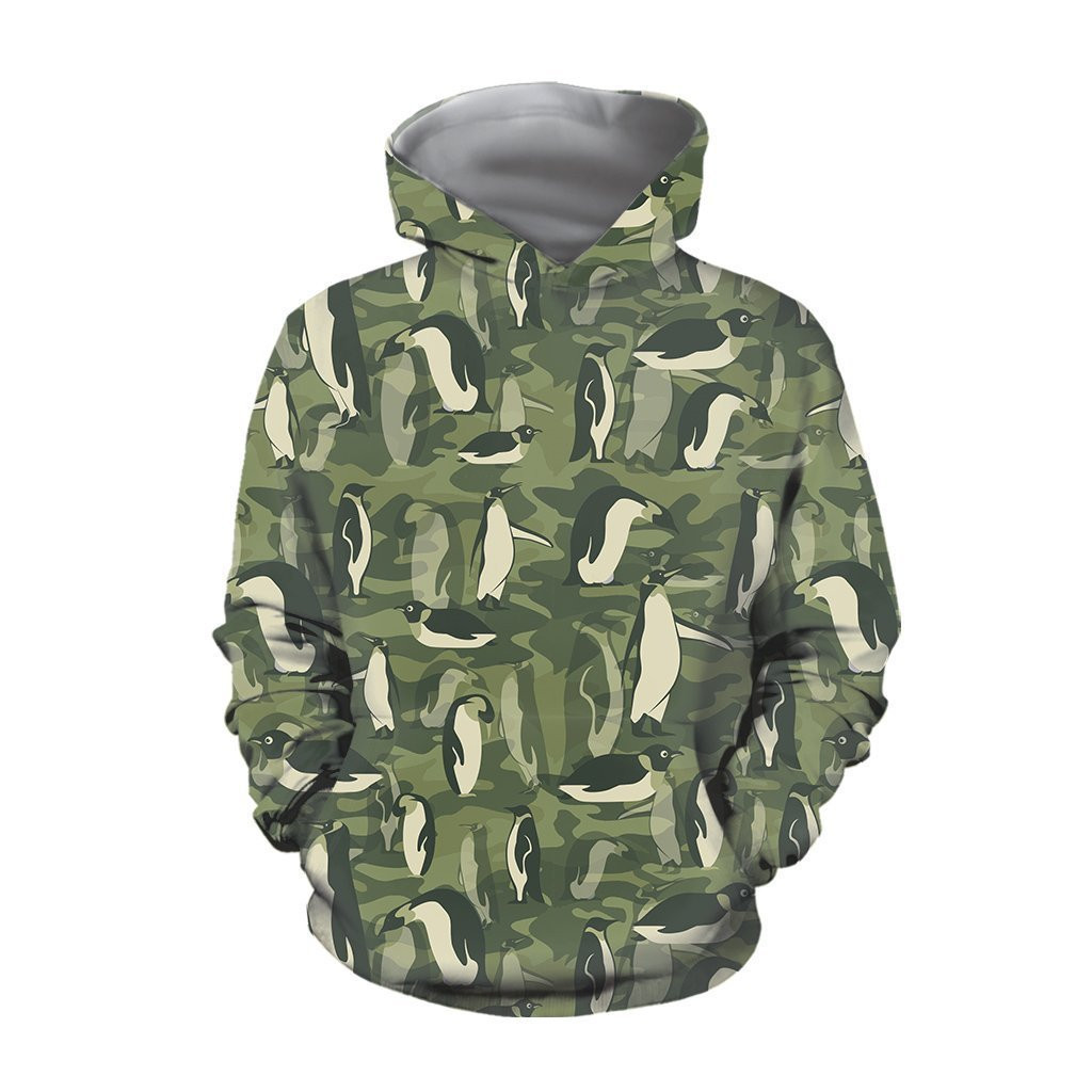 Camo Amazing Penguins Forest Camo Hoodie For Men Women