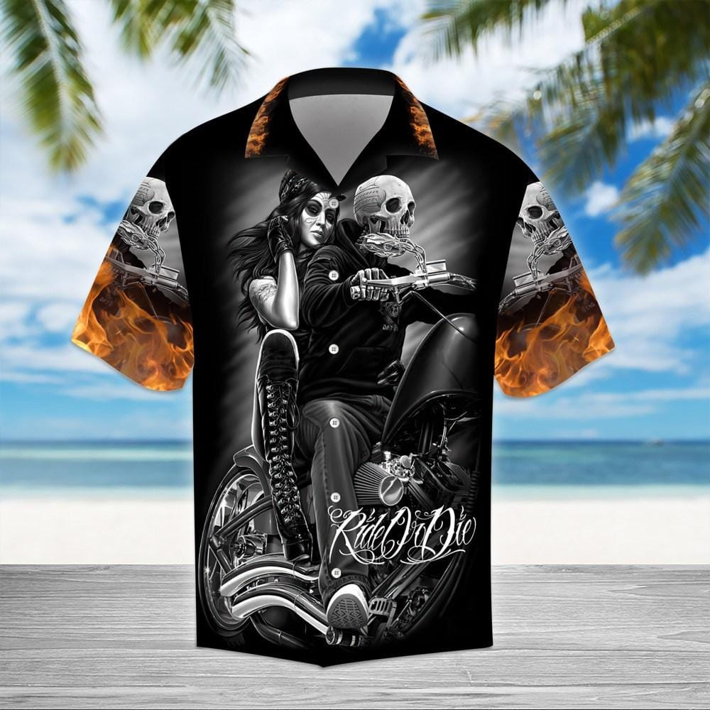 Gangster Skull Biker Ride Or Die Motorcycles Racing Gothic Hawaii Aloha Shirts Vi Ha97833