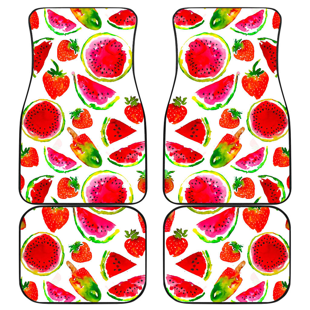 Summer Fruits Watermelon Pattern Print Front And Back Car Floor Mats, Front Car Mat