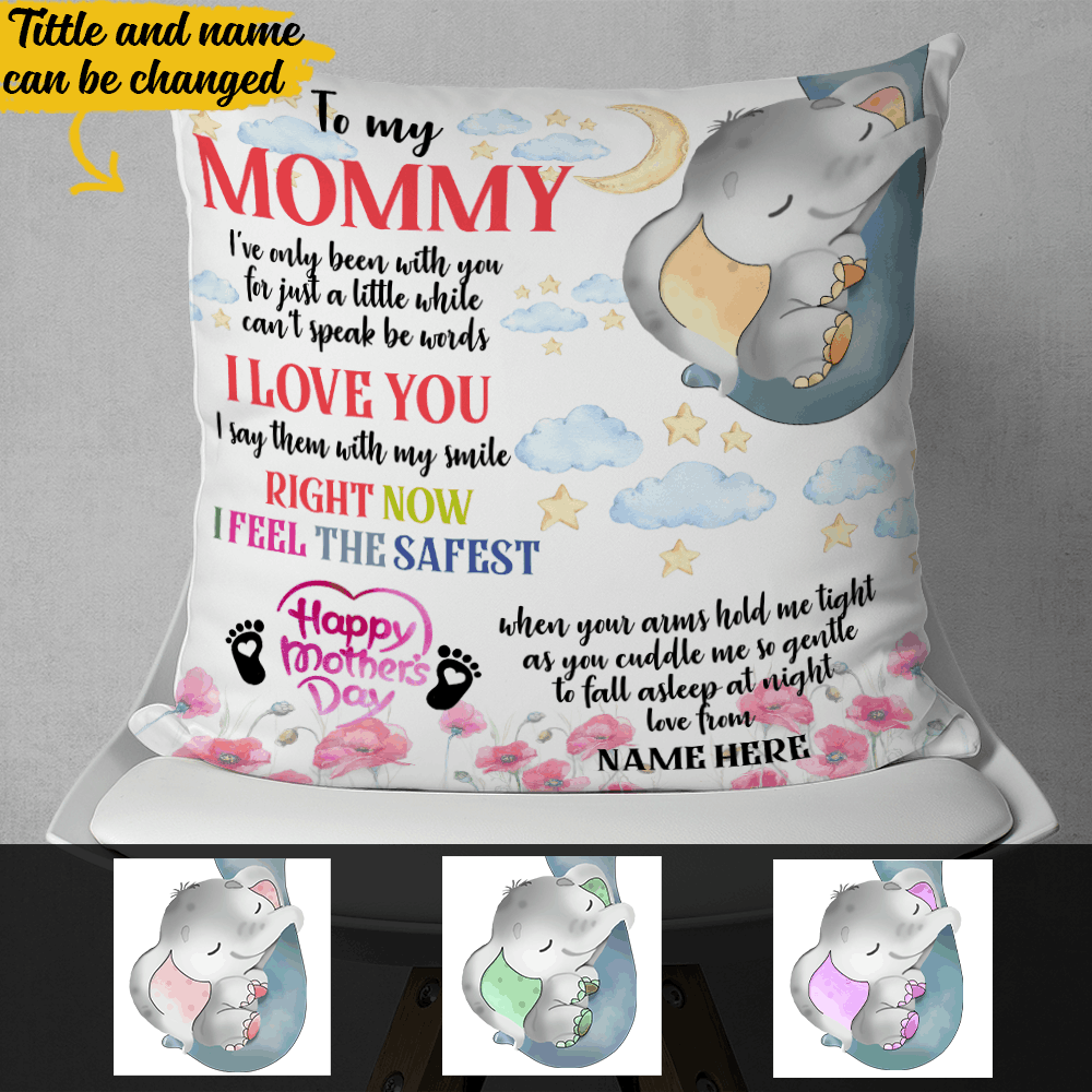 Letter To Mom Happy Mother’S Day Love Elephant Custom Name Personalized Pillow