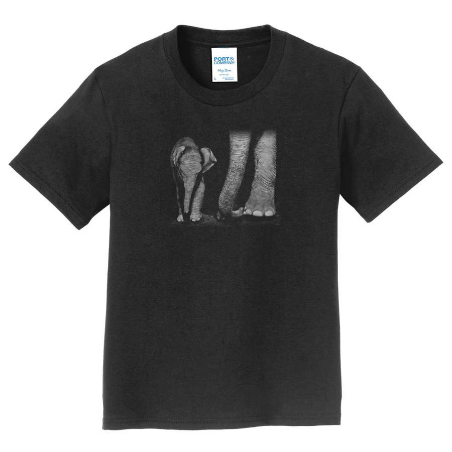 Elephants on Black – Kids’ Unisex T-Shirt