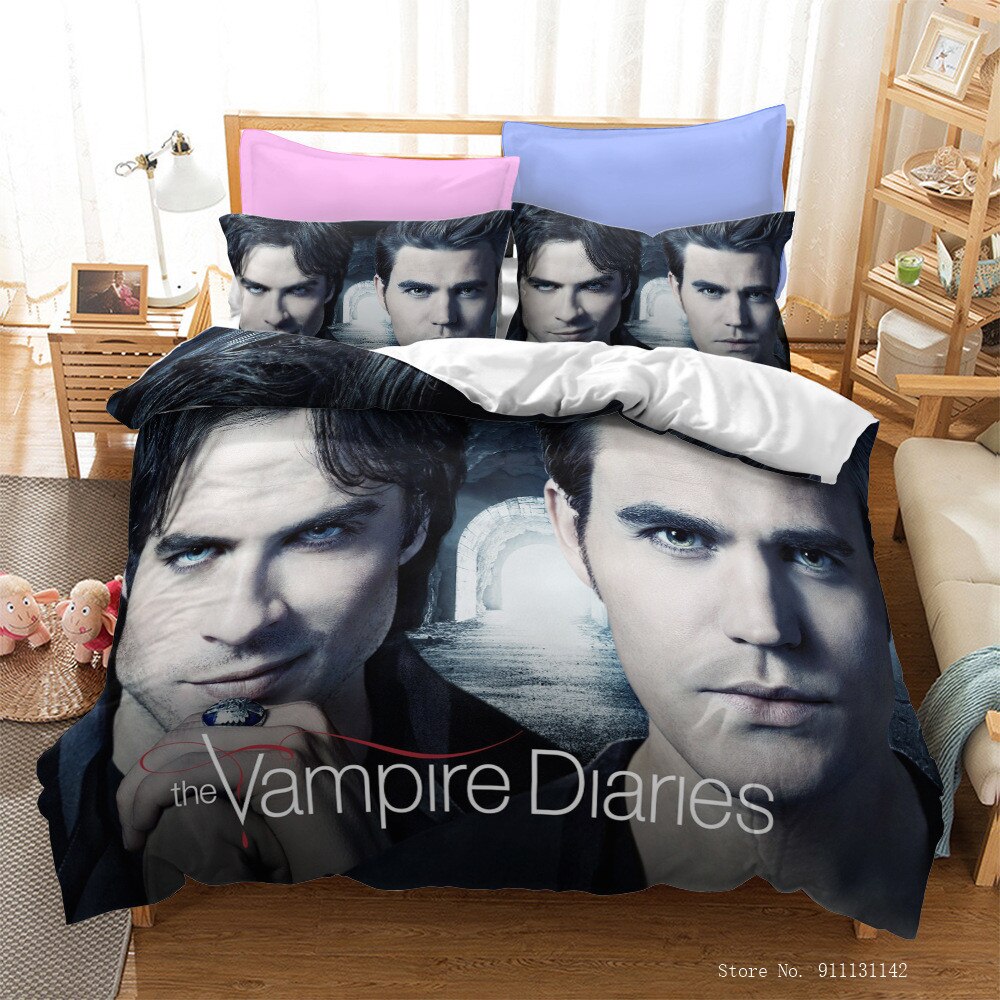 3D Digital Printed Bedding Linen High Quality Vampire Diaries Bedding Duvet Covered Pillowcase Queen Large Size Bedding