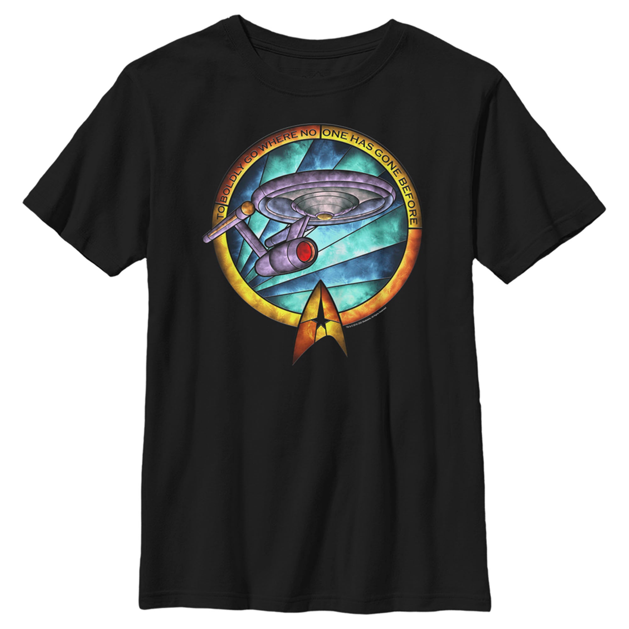 Boy’S Star Trek Uss Enterprise Stained Glass To Boldly Go T-Shirt