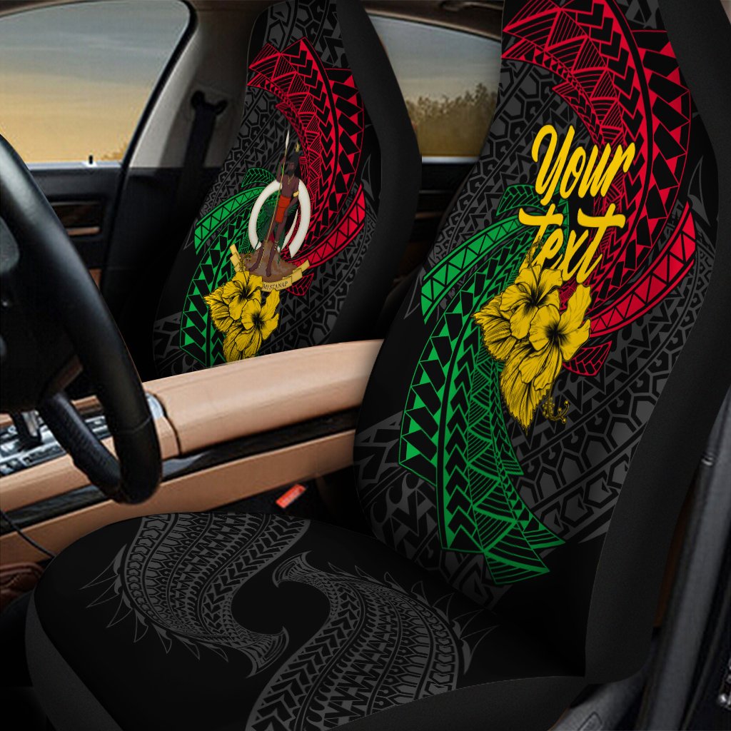 Vanuatu Custom Personalised Car Seat Covers – Spiral Pattern Hibiscus – BN11