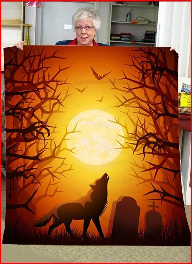 Wolf Halloween 2 Cozy Fleece Blanket, Sherpa Blanket