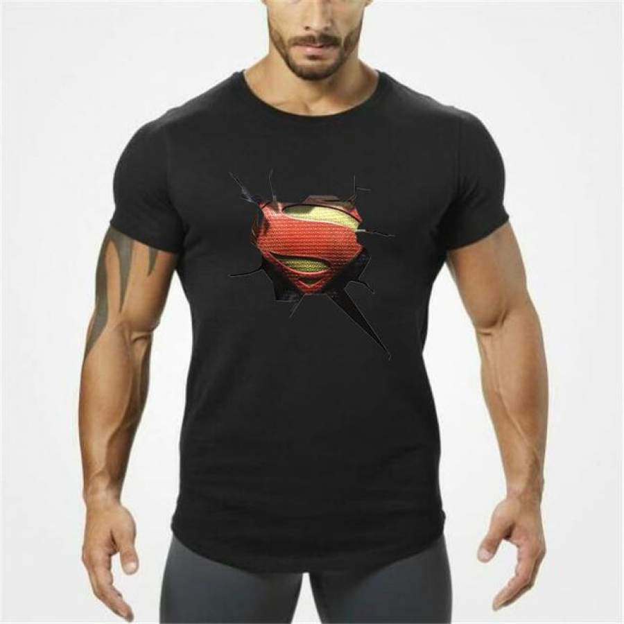 men Gyms Clothing Male Slim Fit t shirt fitness T-shirts Casual O-neck T-Shirts 3 D superman men tops tees