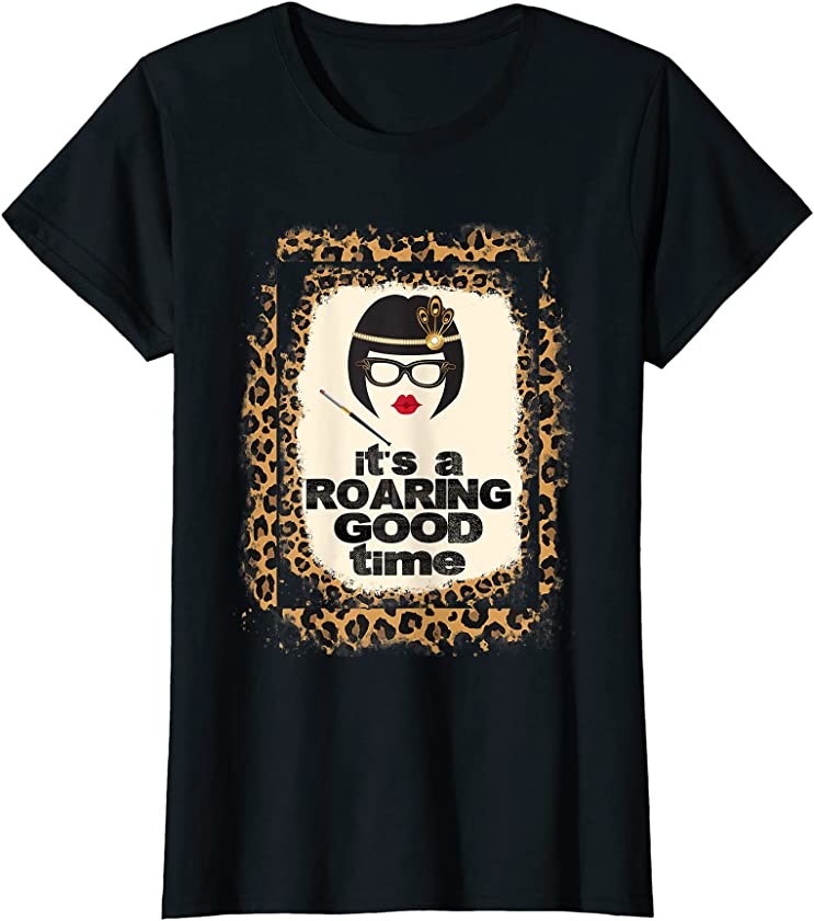 Womens Leopard Print Roaring 20s Twenties Costume 2020s Art Deco T-Shirt